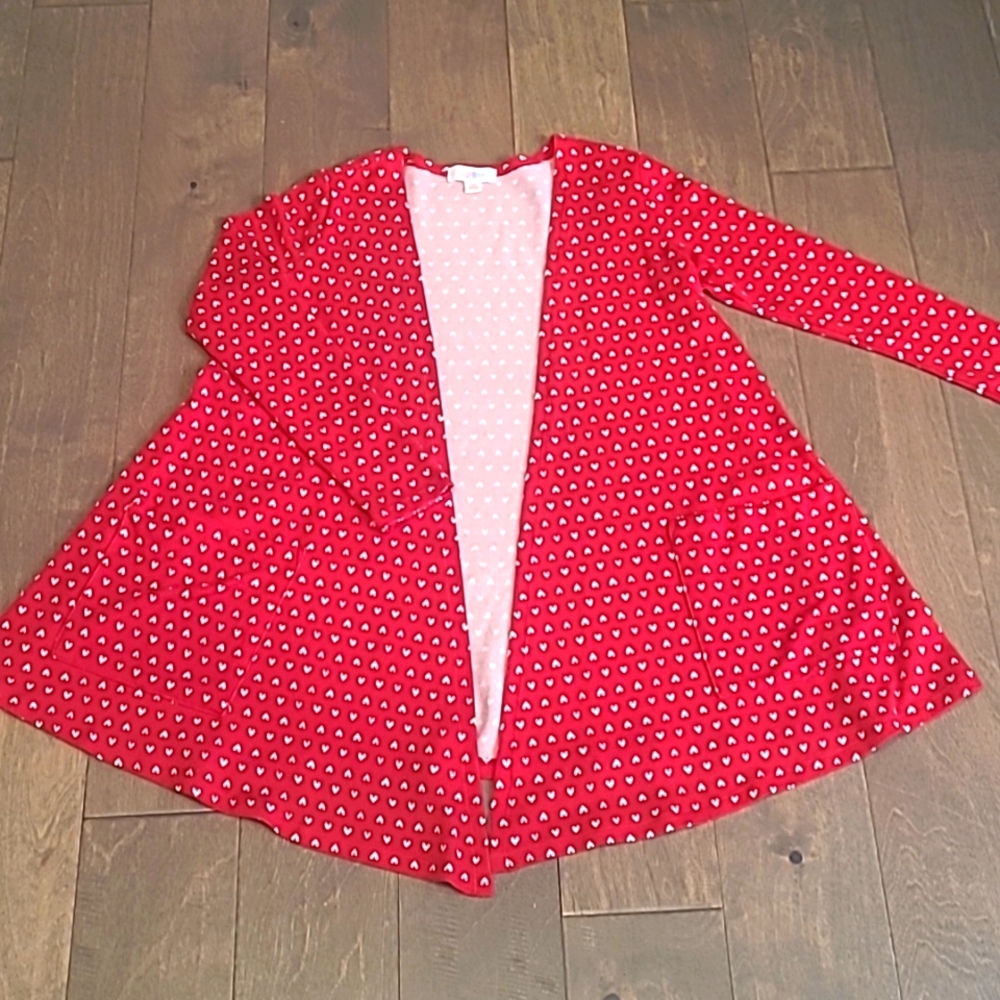 Valentines Lularoe XS Red/White Heart Cardigan